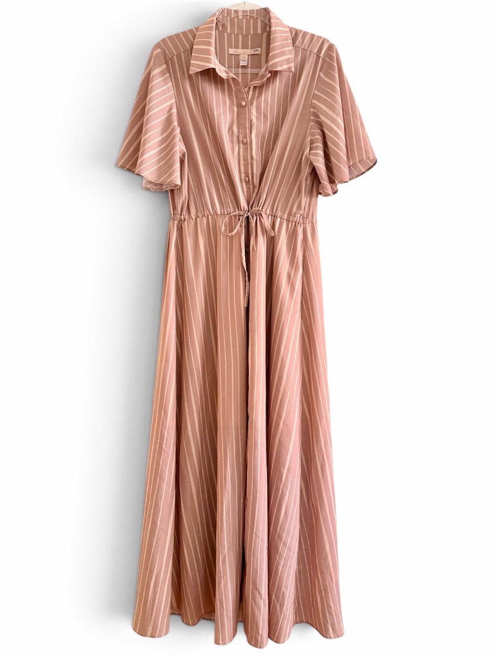 Hutch Layton Blush Pink Stripe Button Front Maxi Shirt Dress | Size M